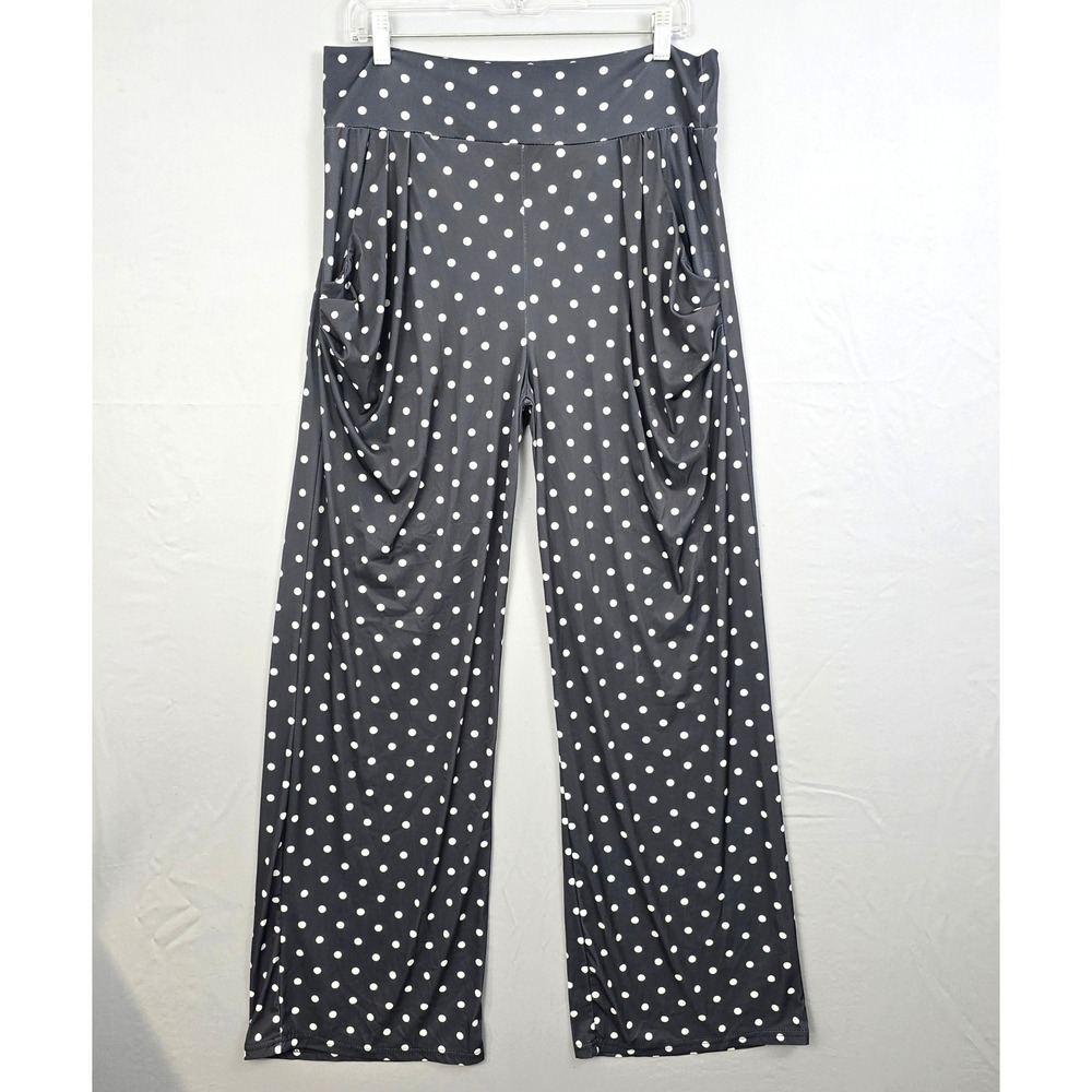 Lily By Firmiana Polka Dot Pleated Front Pockets Gray White XL